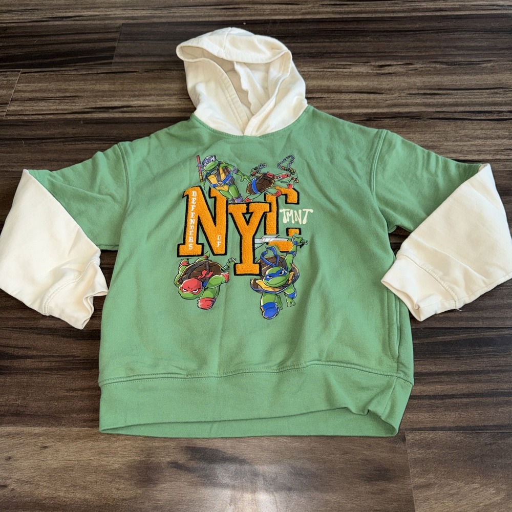 Nickelodeon NYC Tales Of The TMNT  Hoodie Size 10-12 Kids.Green,Pockets.